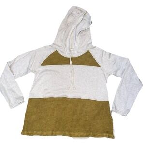 Hem & Thread Women's Pullover Sweater Hoodie Size Large Cream Mustard Yellow